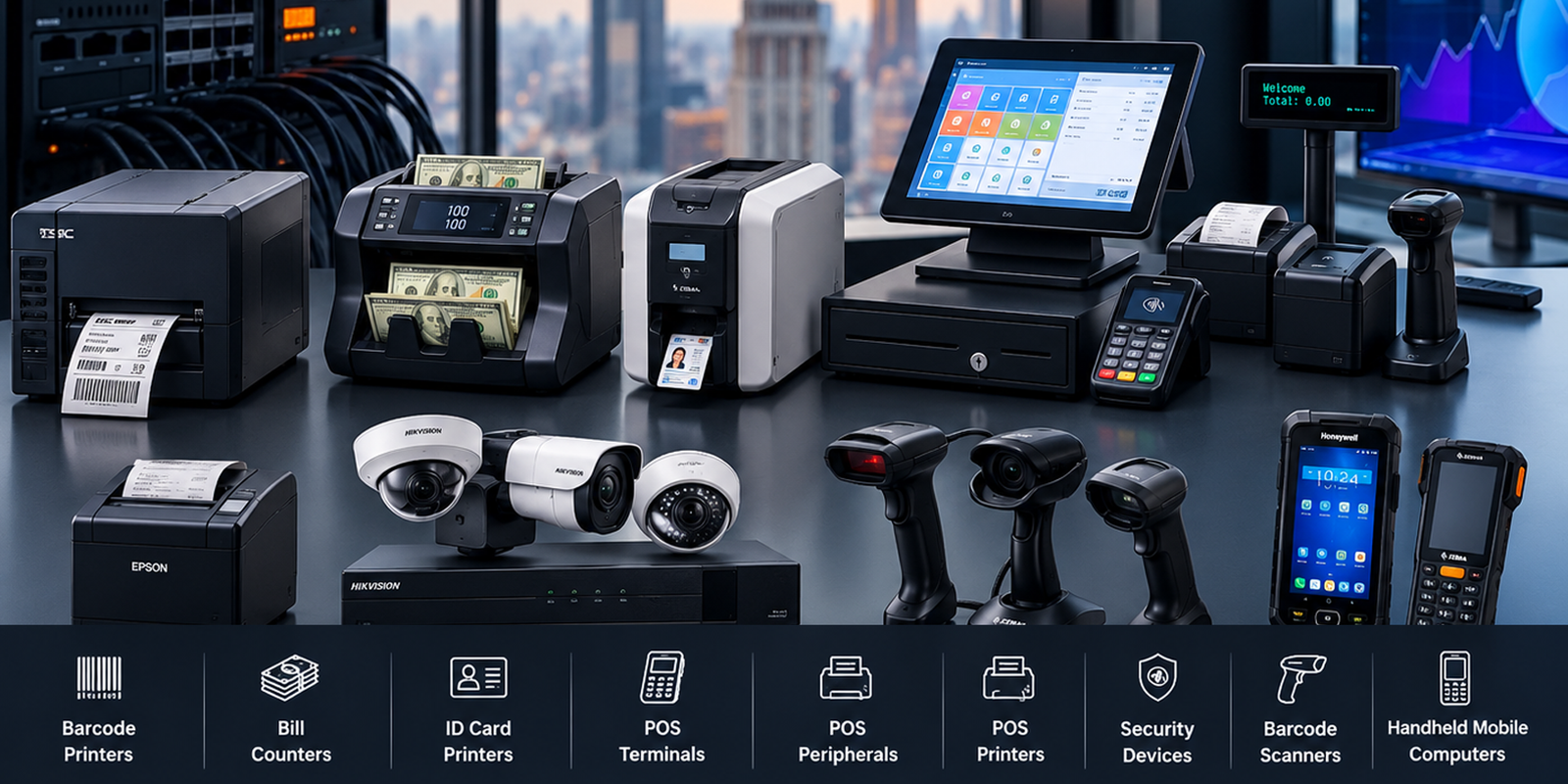 Hardware products POS barcode printers scanners