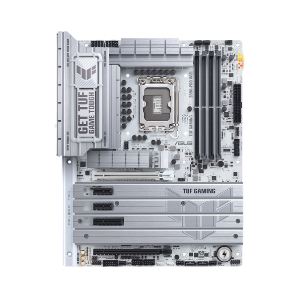 Asus TUF GAMING Z890-PRO WiFi Motherboard, LGA 1851 Socket, ATX Form Factor, DDR5 Ram, PCIe 5.0 With SafeSlot Core+, Wi-Fi 7, Bluetooth v5.4, HDMI, DisplayPort, Thunderbolt 4, Intel 2.5 GB Ethernet With TUF LANGuard, Aura Sync, 1 Year Warranty
