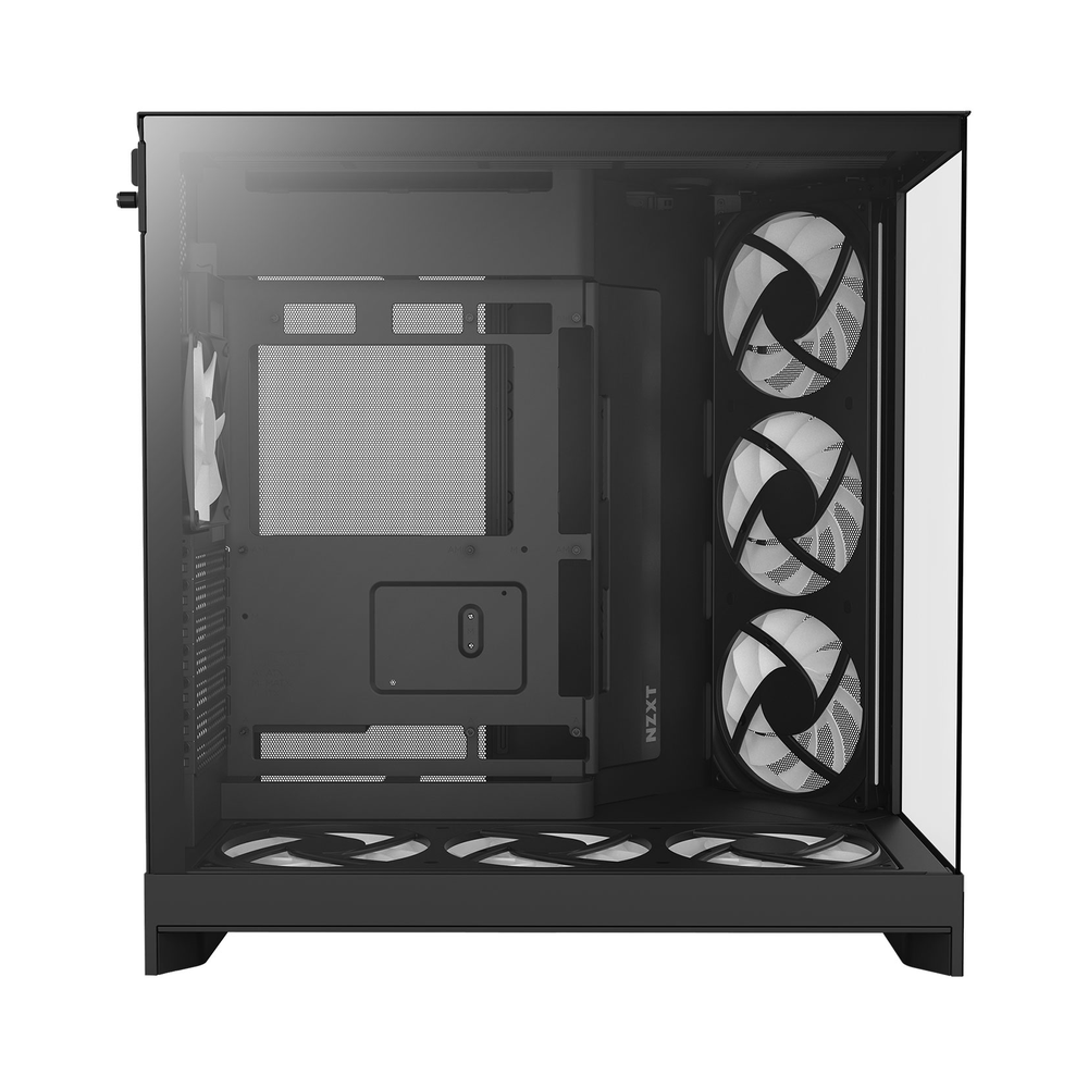 NZXT H9 Flow R GB Large Dual-Chamber Mid-Tower ATX Airflow Case, Dark Tinted Tempered Glass Side Window, 1 x F120Q (CV) Fan, 1 x F420 R GB Core Fan, Full-Size GPU Support, USB 3.2 Gen2x2, Black, 1 Year Warranty