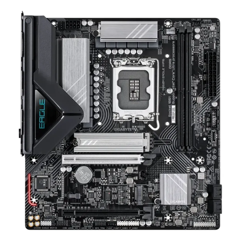 Gigabyte B860M EAGLE WIFI6 Motherboard, LGA1851 Socket, mATX Form Factor, DDR5 Ram, PCIe 5.0, Wi-Fi 6, Bluetooth v5.3, HDMI, DisplayPort, Realtek 2.5Gb Ethernet, 1 Year Warranty