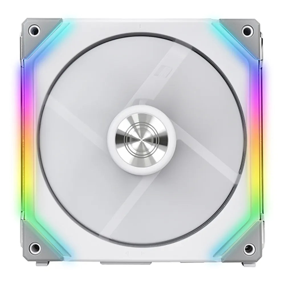 Lian Li UNI FAN SL140 Case Fan, Single Pack, Fluid Dynamic Bearing, 140mm Fan Size, 1500 rpm Fan Speed, Modular Daisy-Chain Design, Addressable RGB LED Lighting, White, 1 Year Warranty