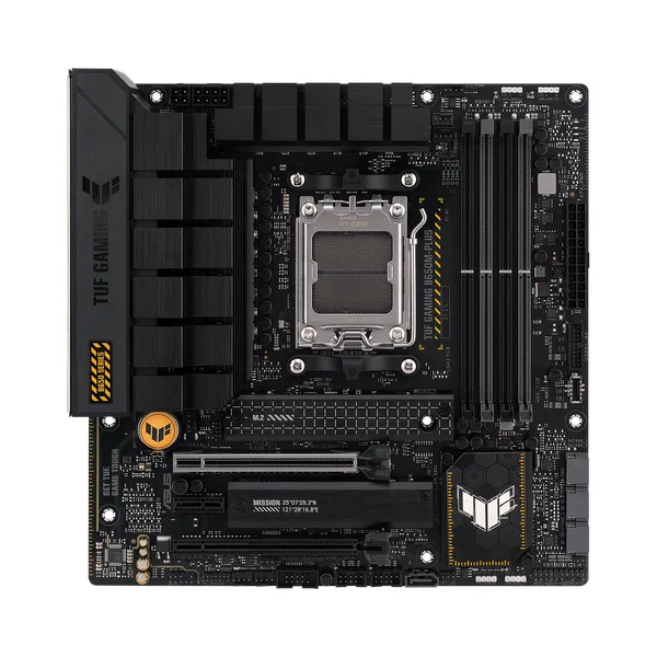 Asus TUF GAMING B650M-PLUS Motherboard, AM5 Socket, micro-ATX Form Factor, DDR5 Ram, PCIe 4.0 With SafeSlot Core+, HDMI, DisplayPort, Realtek 2.5 GB Ethernet With TUF LANGuard, Aura Sync, 1 Year Warranty