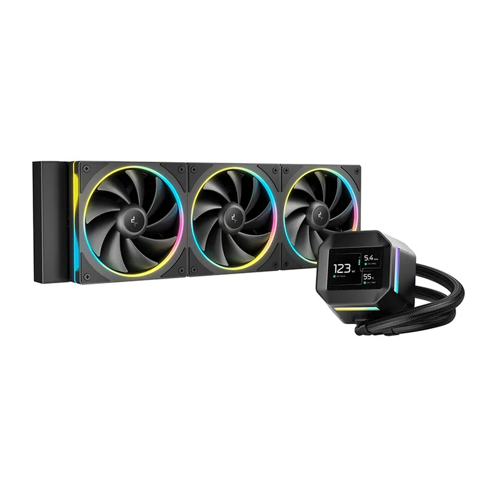 DeepCool LM360 ARGB Liquid Cooler, 2.4' IPS LCD Display, Supports Intel, AMD Sockets, Black, 1 Year Warranty