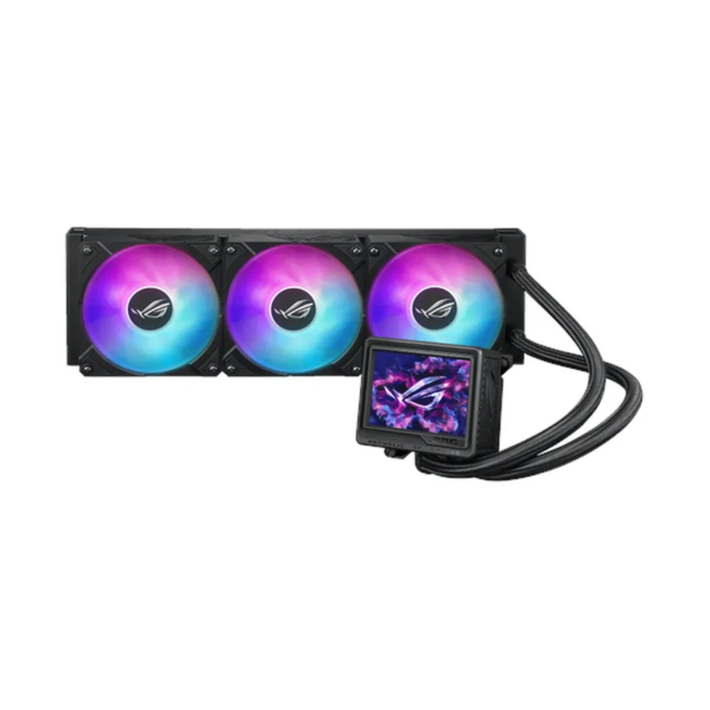 Asus ROG Ryujin III 360 ARGB Extreme AIO Liquid Cooler, 3.5" Full Color LCD Display, Supports Intel, AMD Sockets, Black, 1 Year Warranty