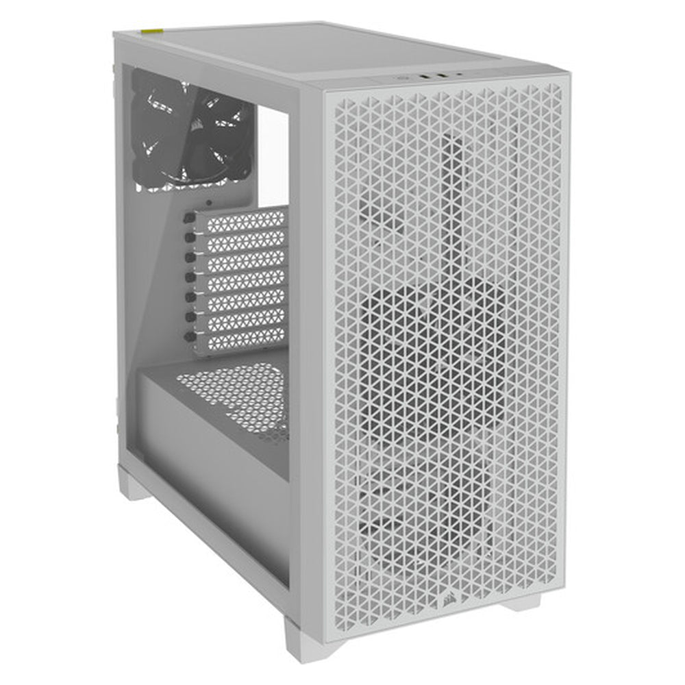 Corsair 3000D AIRFLOW Mid-Tower ATX Case, Tempered Glass Side Window, 2 x SP120 Fans, 360mm GPU Support, USB 3.2 Gen 1, White, 1 Year Warranty