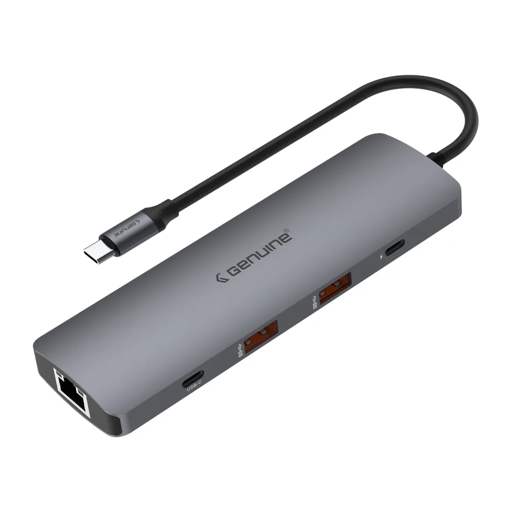Genuine 9 in 1 Docking Station, 180mm Cable Length, Input USB Type-C 3.1, Transfer rate up to 10Gbps, Fast Charging up to 100W, Grey/Customized, 1 Year Warranty
