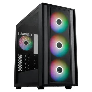 DeepCool CG530 4F Mid Tower PC Casing, Tempered Glass Panels, Dual Chamber Design, 410mm GPU Support, USB 3.0, Black, 1 Year Warranty