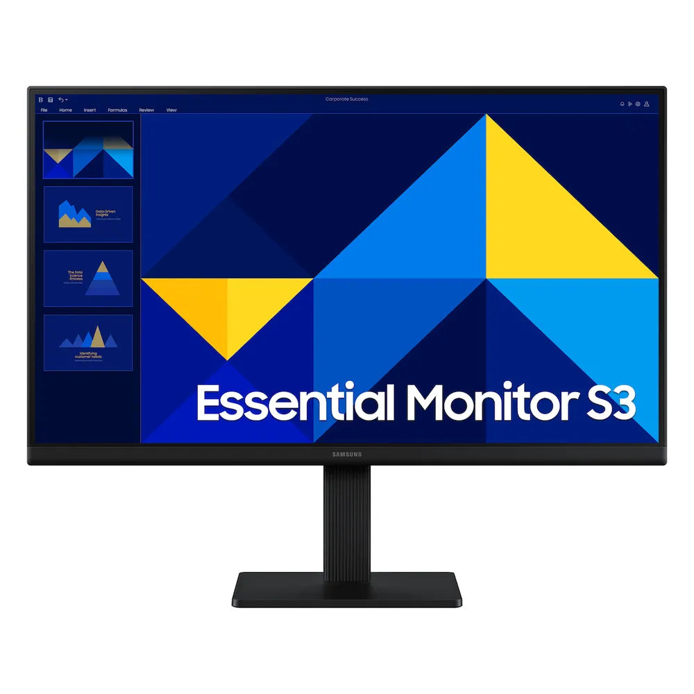 Samsung Essential S3 S30GD 22" FHD Monitor, IPS Panel, 1920 x 1080 Resolution, 100Hz Refresh Rate, 5ms (GtG) Response Time, HDMI & VGA, Black, 3 Year Warranty