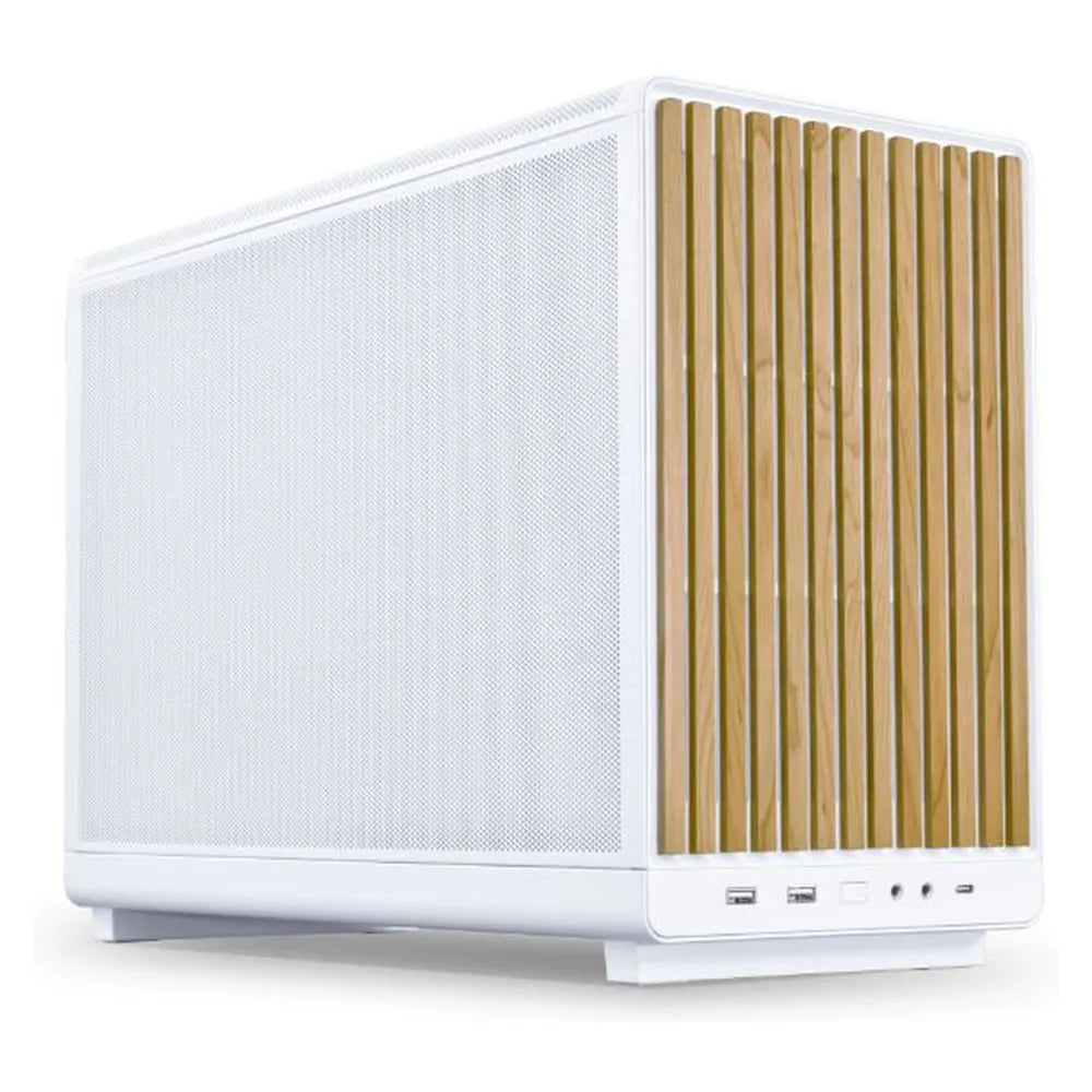 Lian Li DAN A3-mATX Mini Tower PC Casing, Tempered Glass & Wooden Front Panel, Removable Dust Filters, 415mm GPU Support, USB 3.1 Type-C, White, 1 Year Warranty