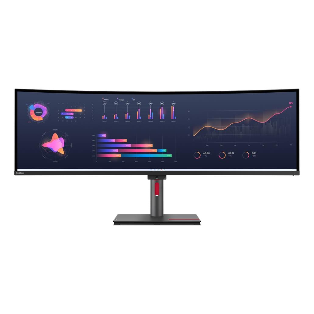 Lenovo ThinkVision P49w-30 49" 5K (5120 x 1440) Curved Monitor, Anti-glare, USB-C, HDMI, DP, RJ45, Height/Tilt/Swivel, Adjustable, Built In Speakers, 3 Year Warranty
