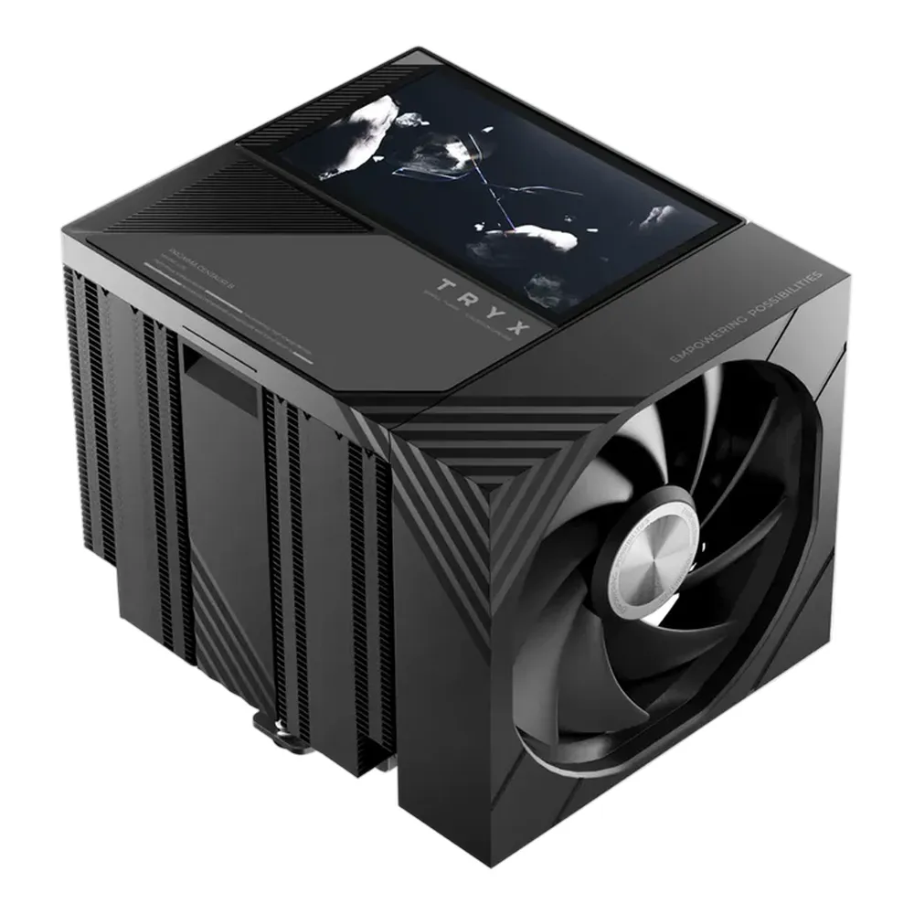 Tryx Turris 620 CPU Air Cooler, Dual Fan Design, 5" IPS Display, Intel & AMD Compatible, Dual-Tower Heatsink, Black, 1 Year Warranty