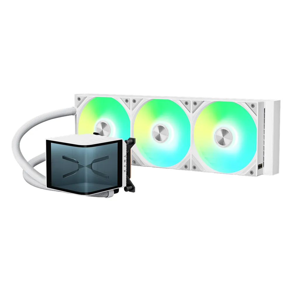 Tryx 360 Panorama ARGB Liquid CPU Cooler, 6.67" AMOLED Screen, 2240 × 1080 Resolution, 360 mm Radiator, Supports Intel, AMD Sockets, 3 x 120mm ARGB Fans, White, 1 Year Warranty