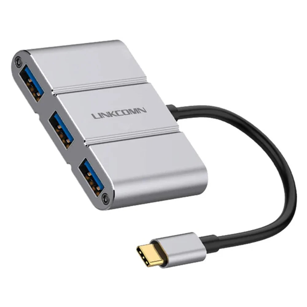 Linkcolmn 4-Port USB-C Hub, 60W Power Delivery 3.0 Pass-Through, 4x USB 3.0, OTG Support, Premium Aluminum Alloy, Compact Design, 1 Year Warranty
