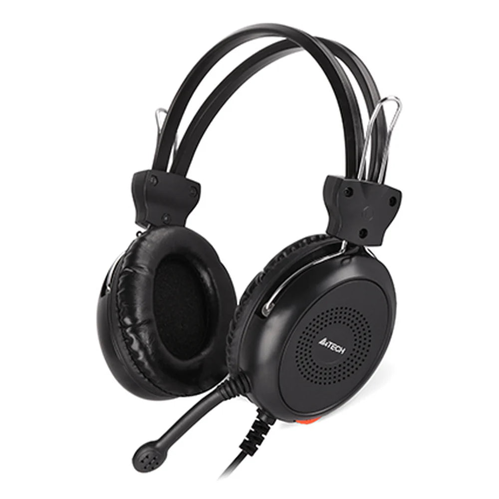 A4Tech HS-30 Wired Headset, USB-Wired Connectivity, 40 mm Drivers, Omnidirectional Boom Microphone, In-Line Volume Control, Black, 1 Year Warranty