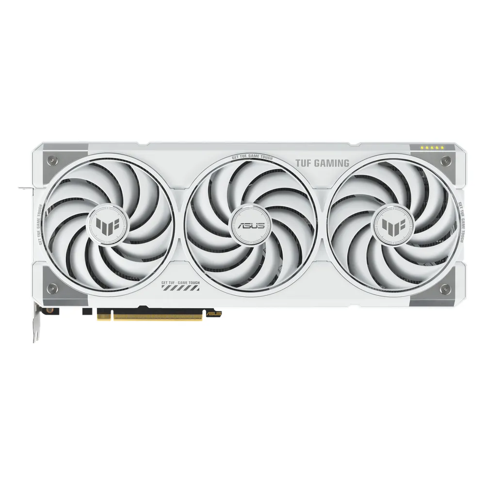 Asus TUF Gaming GeForce RTX 5070 Ti White OC Edition Graphics Card, GDDR7 16GB 256-bit Memory, HDMI 2.1b & DP 2.1b Outputs, PCI Express 5.0, 2588 MHz Core Clock, 28 Gbps Memory Clock, 1 Year Warranty