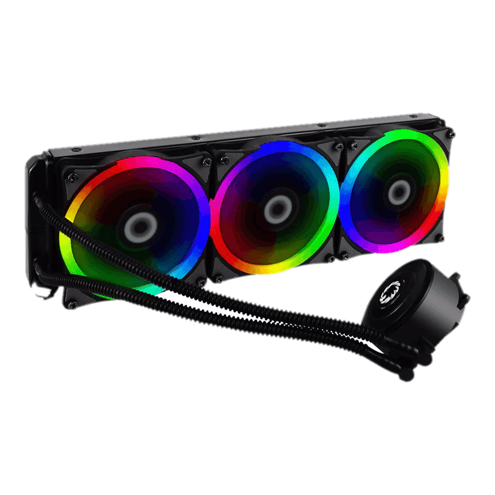 GameMax Iceberg 360 Rainbow ARGB AIO Liquid CPU Cooler, Built-in RGB Controller, 360mm Radiator, Triple 120mm PWM Fans, Intel LGA 1200/1151 & AMD AM4 Ready, Black, 1 Year Warranty