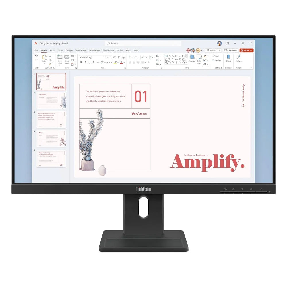 Lenovo ThinkVision E24-40 Monitor, 23.8" FHD (1920 x 1080) Resolution, 100Hz, IPS Panel, 4ms (GTG) Response Time, HDMI, DP, VGA, Black, 3 Year Warranty