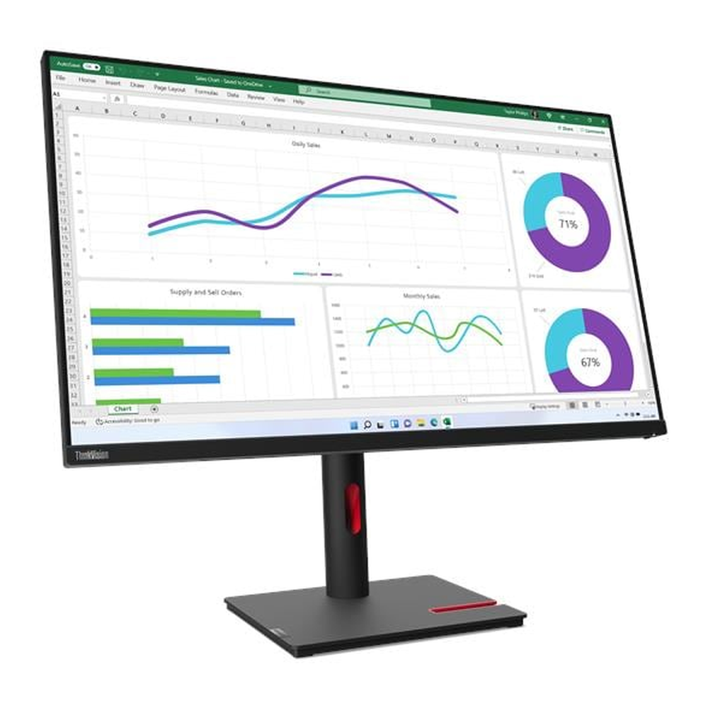 Lenovo ThinkVision T32h-30 31.5" QHD (2560 x 1440) Monitor, Anti-glare, USB-C, HDMI, DP, RJ45, Height/Tilt/Swivel/Pivot, Adjustable, 3 Year Warranty