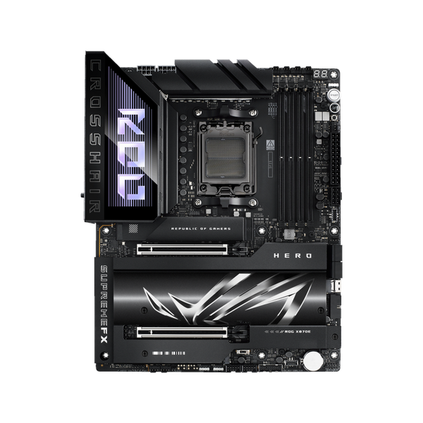 Asus ROG CROSSHAIR X870E HERO WiFi Motherboard, AM5 Socket, ATX Form Factor, DDR5 Ram, PCIe 5.0 With SafeSlot Core+, Wi-Fi 7 & Bluetooth v5.4, USB 40 GBps, HDMI, Thunderbolt4, Realtek 5 GB Ethernet/Intel 2.5 GB Ethernet With Asus LANGuard, Aura Sync, 1