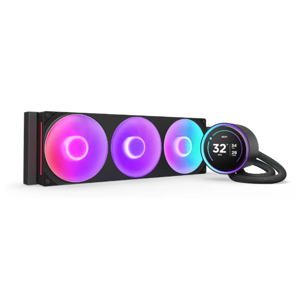 NZXT Kraken Elite 420 RGB Liquid AIO Cooler, 420mm Radiator, 2.72" LCD Display, ARGB Lighting, Copper Cold Plate & Aluminum Radiator, Supports Intel & AMD Sockets, F420 RGB Core Fans, Black, 1 Year Warranty