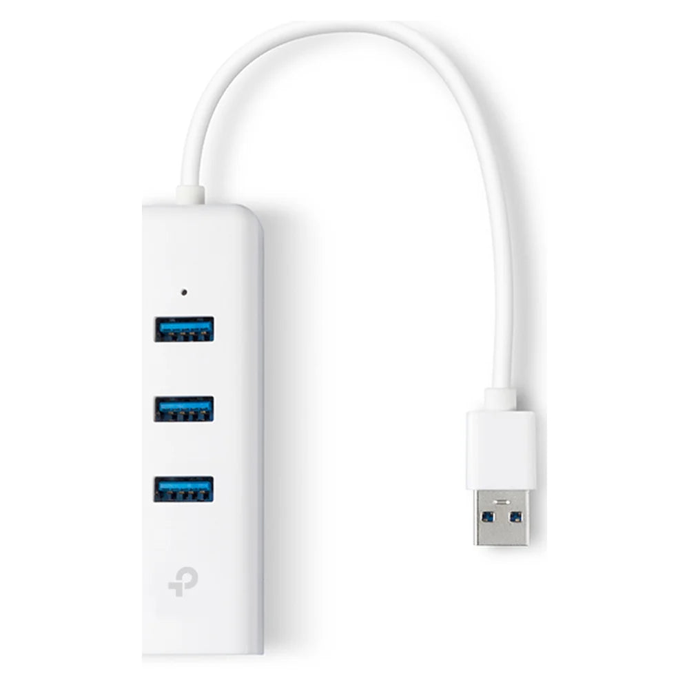 TP-Link UE330 USB 3.0 to Gigabit Ethernet Adapter, RJ45 Port, 3 x USB-A 3.0 Ports, RTL8153 Chipset, White, 1 Year Warranty