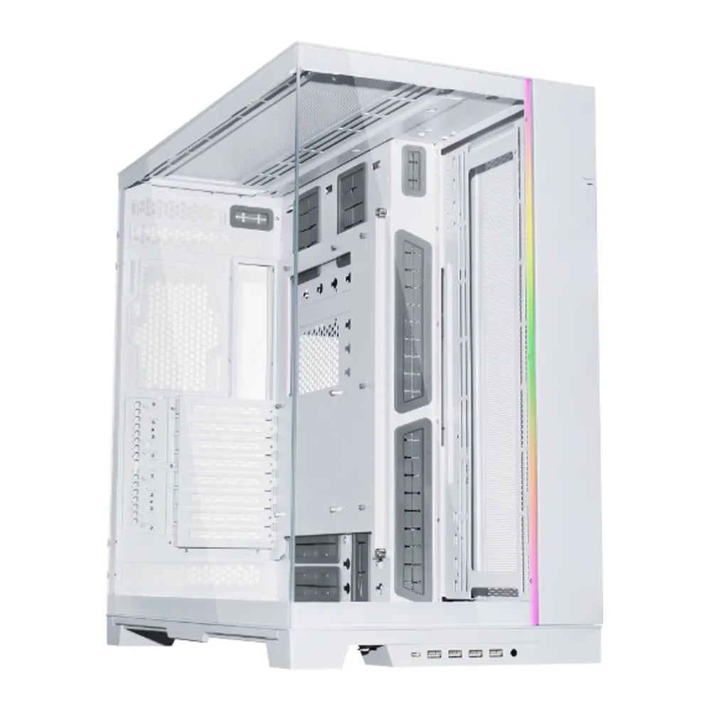 Lian Li O11 Dynamic EVO XL E-ATX Tower PC Casing, Panoramic Front and Side Tempered Glass, Modular Dual-Chamber Design, Removable Dust Filters, 460mm GPU Support, USB 3.0, White, 1 Year Warranty