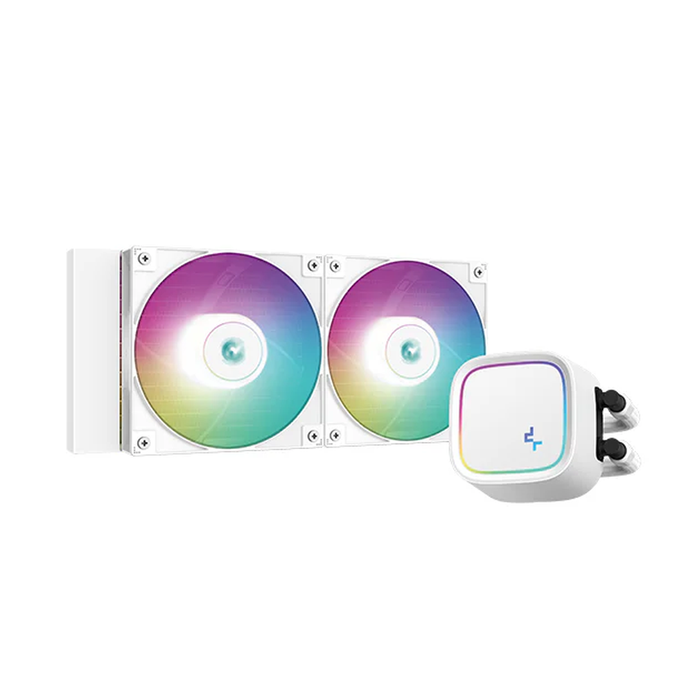 DeepCool LE520 AIO Liquid Cooler, Addressable RGB LED CAP, Supports Intel, AMD Sockets, 2 x RGB Fans, White, 1 Year Warranty