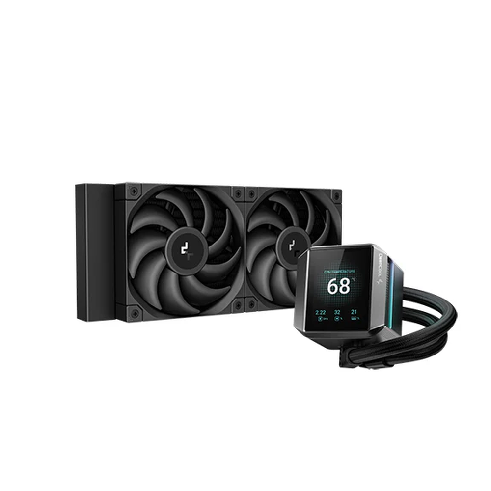 DeepCool Mystique 240 ARGB AIO Liquid Cooler, 2.83" TFT Display, Supports Intel, AMD Sockets, 2 x RGB Fans, Black, 1 Year Warranty