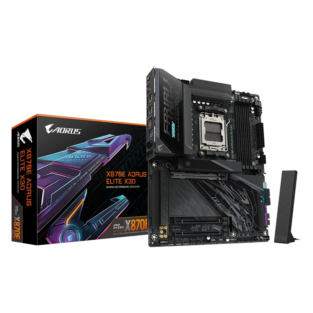 Gigabyte X870E AORUS ELITE X Motherboard, Socket AM5, ATX Form Factor, DDR5 Ram, PCIe 5.0, Wi-Fi 7, Bluetooth v5.4, HDMI, Dual USB4 Type-C, Realtek 5Gb Ethernet, 1 Year Warranty