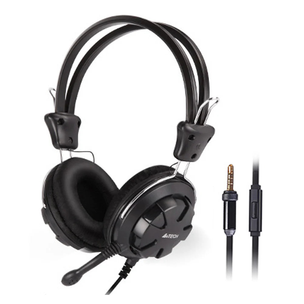 A4Tech HS-28I Wired Headset, USB-Wired Connectivity, 40 mm Drivers, Noise-Canceling Microphone, On-Earcap Volume Control, Black, 1 Year Warranty