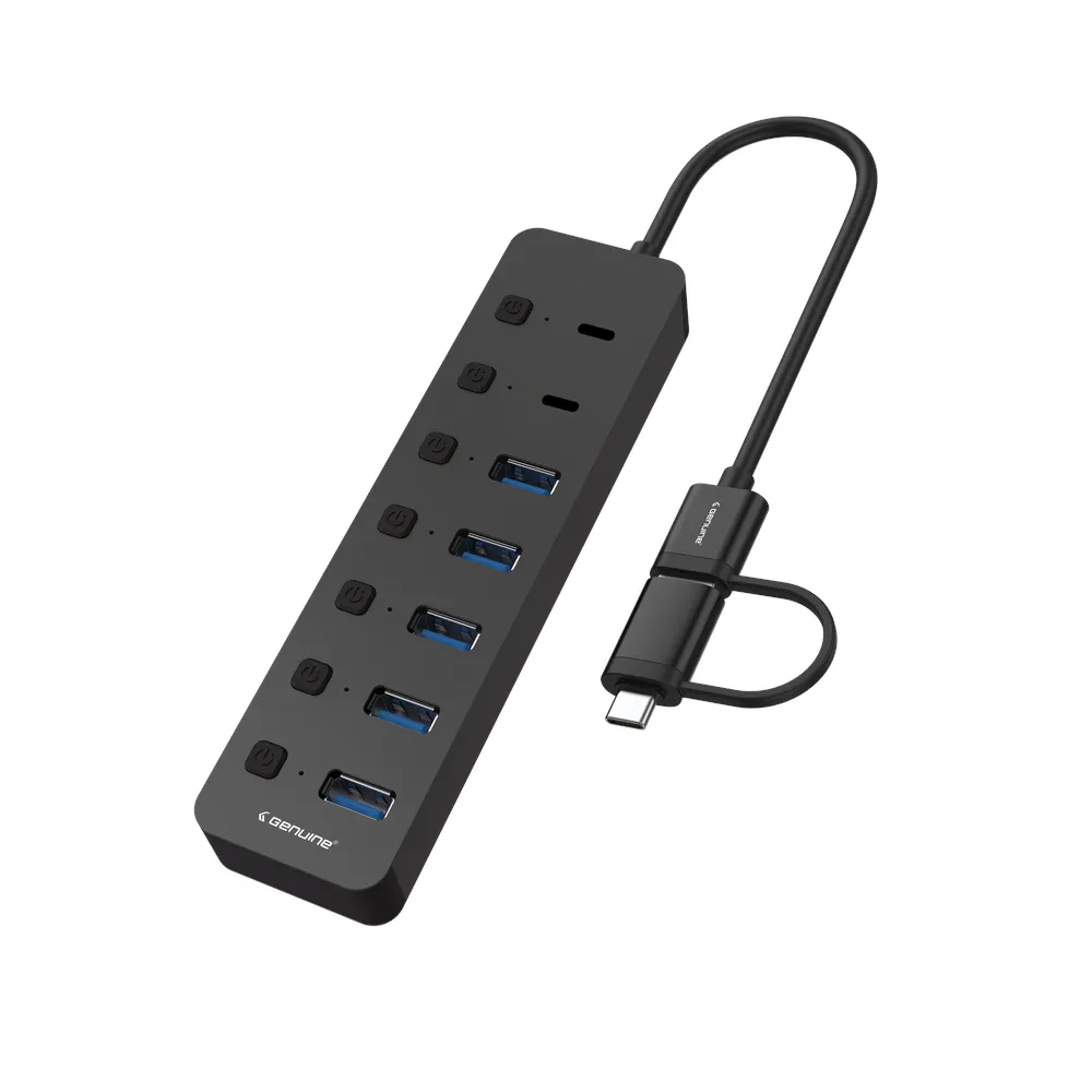Genuine USB 3.0 HUB, 240mm Cable Length, Input USB A + C 3.0 Male, Transfer rate up to 5Gbps, Black/Silver/Customized, 1 Year Warranty