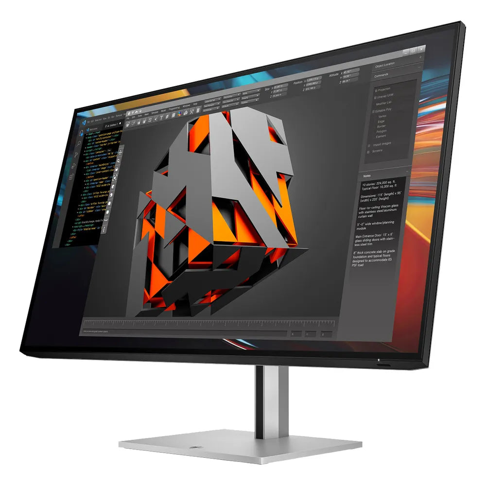 HP Series 7 Pro Thunderbolt 4 Monitor, 32" 4K (3840 x 2160) Resolution, 60Hz, Anti-glare, 5ms (GTG) Response Time, USB-C, HDMI, DisplayPort, Tilt/Pivot/Swivel/Height Adjustable Stand, Black & Silver, 3 Year Warranty