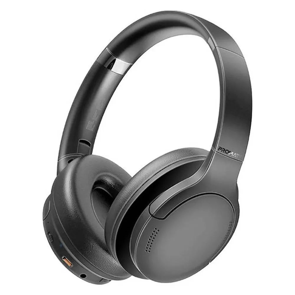Promate Deep Bass Over-Ear Wireless Headset, Black, 1 Year Warranty