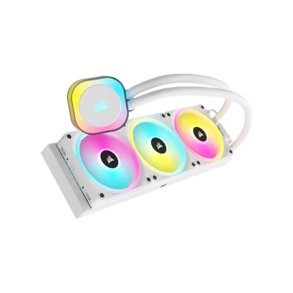 Corsair iCUE Link H150i RGB AIO Liquid Cooler, 360mm Radiator, Supports Intel, AMD Sockets, White, 1 Year Warranty
