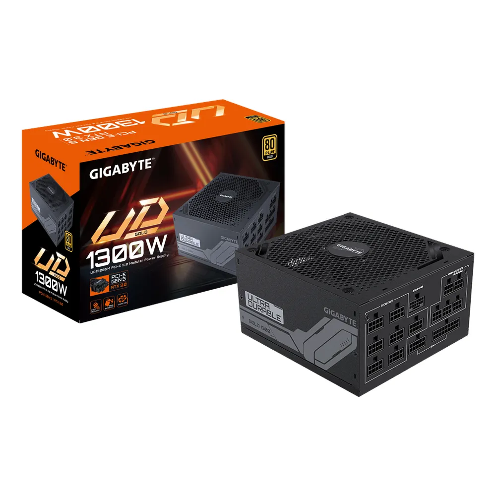 Gigabyte UD1300GM PG5 80 Plus Gold Power Supply, 1300W, Fully Modular, ATX, Intel ATX 3.0 Certified, Black, 1 Year Warranty