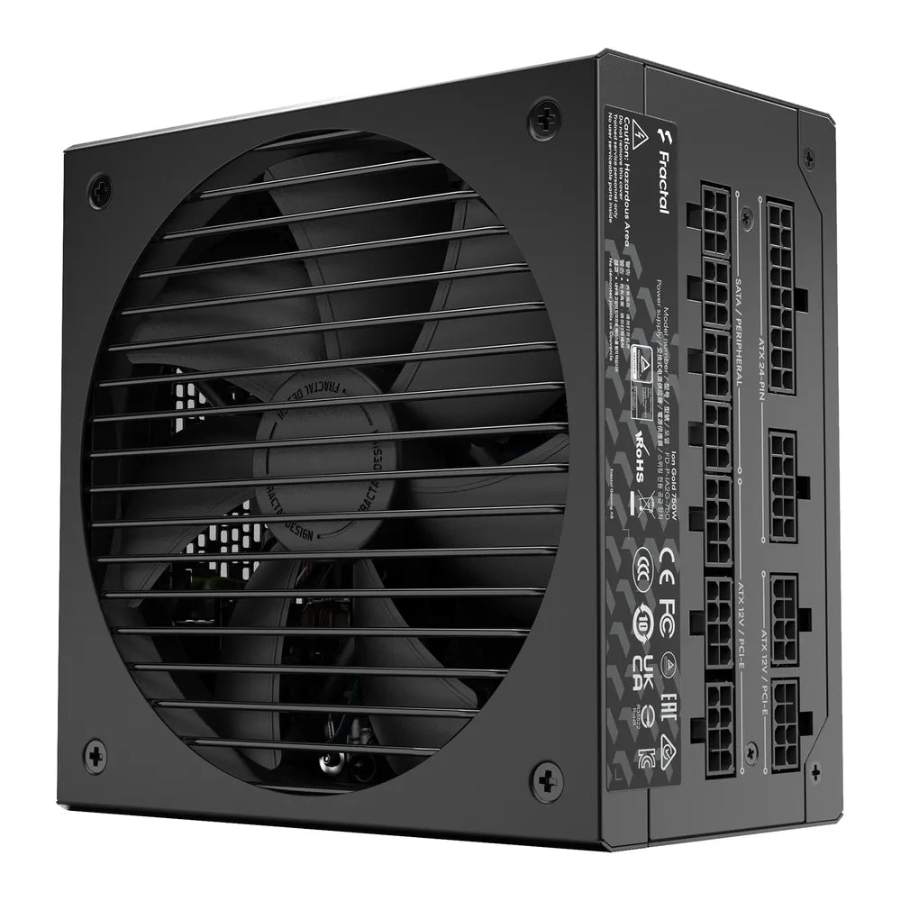 Fractal Design Ion 80 Plus Gold Power Supply, 750W, Fully Modular, ATX, Black, 1 Year Warranty