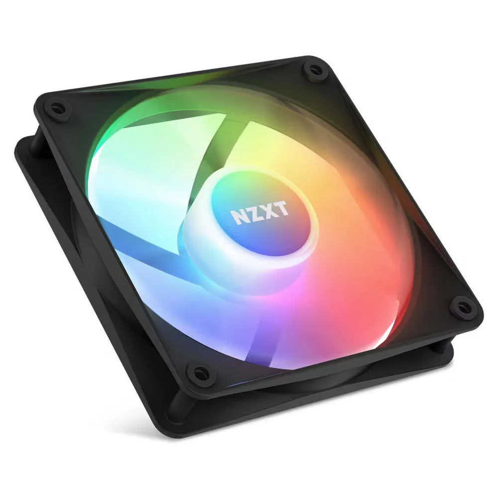 NZXT F120 RGB Core Case Fans, Fluid Dynamic Bearing, 120mm Fan Size, 1800 rpm Fan Speed, Addressable RGB LED Lighting, Black, 1 Year Warranty