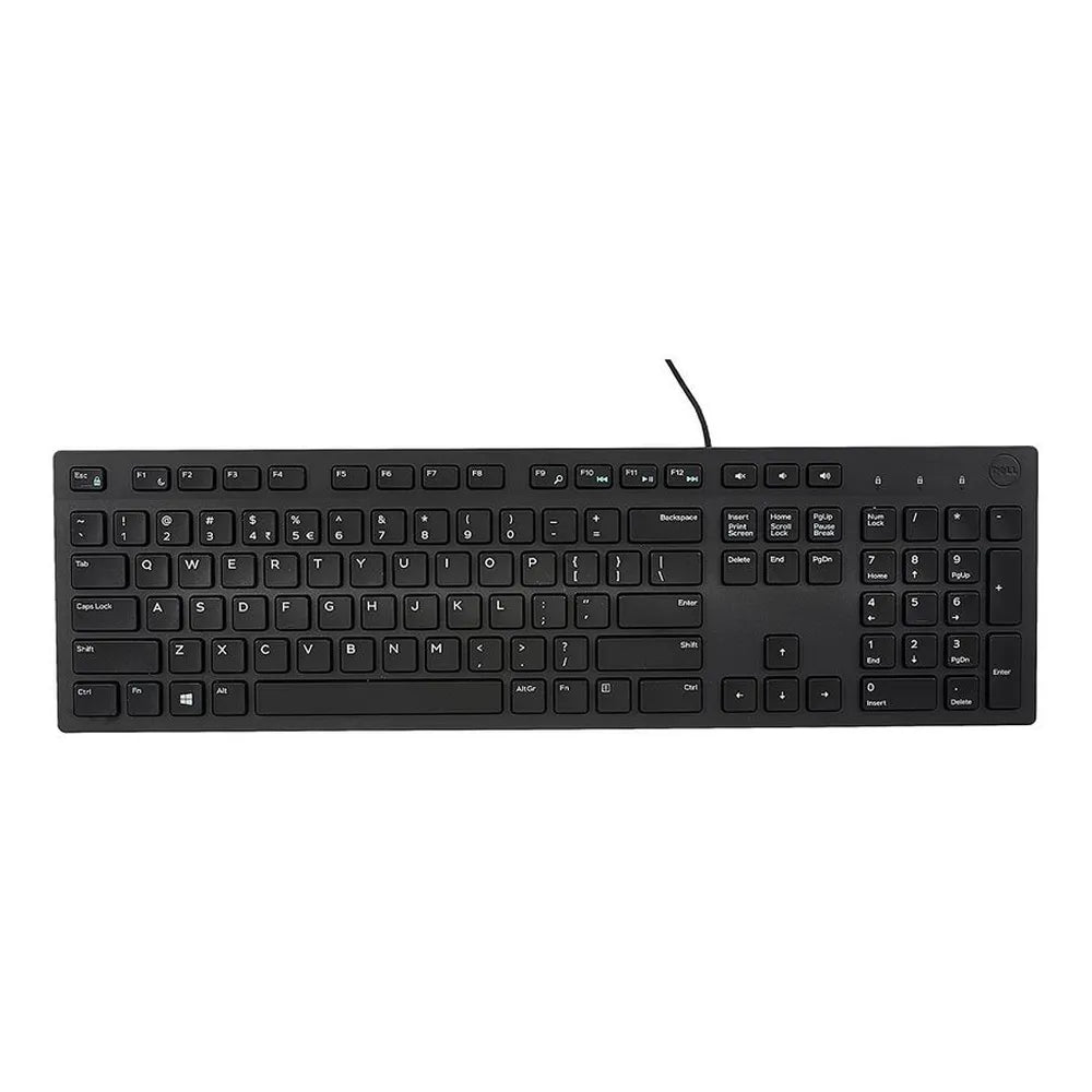 Dell KB216 Wired Keyboard, 100% Layout with Number Pad, Plunger Keys Type, Multimedia Keys, Black, 1 Year Warranty