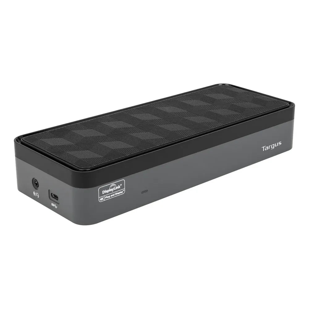 Targus Universal USB-C QV4K Docking Station, 100W Power Delivery, Quad 4K Display Support, HDMI, DisplayPort, USB-C 3.0, USB 3.0, Gigabit Ethernet, Audio In/Out, Grey, 1 Year Warranty