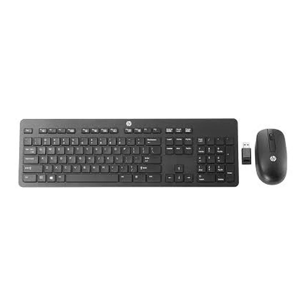 HP Slim Wireless Keyboard & Mouse Combo, 2.4 GHz Wireless Connectivity, Membrane Switches, Notebook-Style Low-Profile Quiet Keys, Standard Anti-Ghosting, Ambidextrous Symmetrical Mouse (3 Buttons), Black, 1 Year Warranty