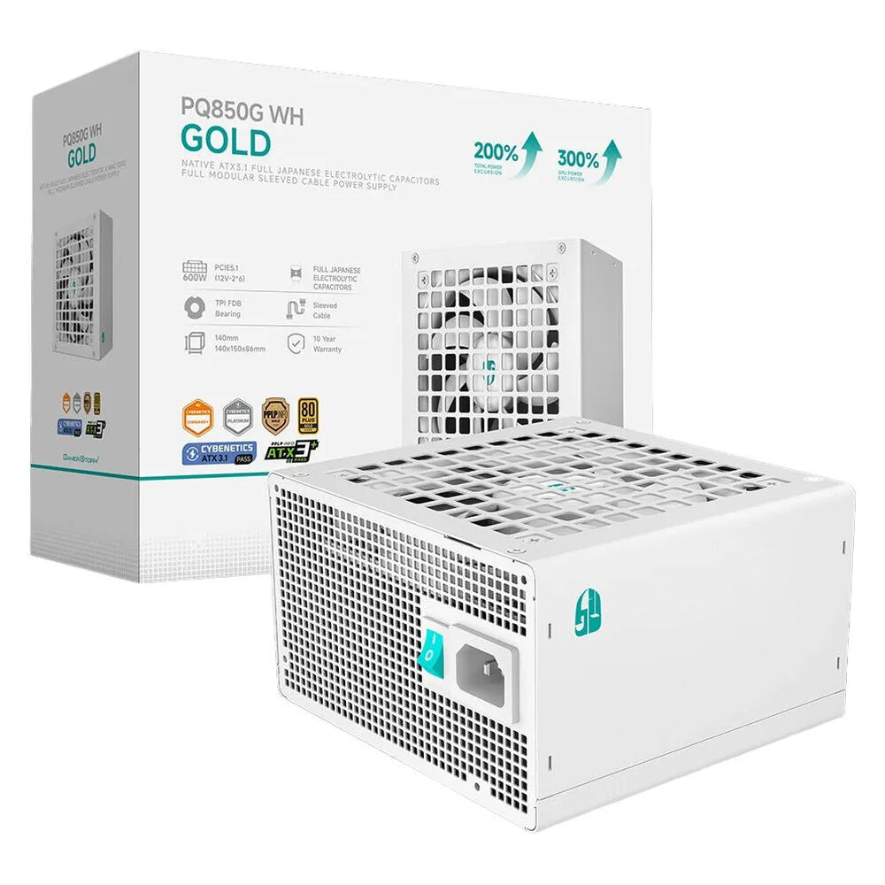 DeepCool Golden Dominator 850W 80 Plus Gold Power Supply, 850W, Fully Modular, ATX, Intel ATX 3.1 Certified, PCIe 5.1 Ready, White, 1 Year Warranty