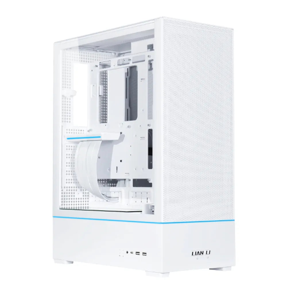 Lian Li SUP01 Compact Tower PC Casing, Tempered Glass, 3 x Pre-installed 120mm PWM Fans, Front and Top Magnetic Dust Filters, 400mm GPU Support, USB 3.1 Type-C, White, 1 Year Warranty
