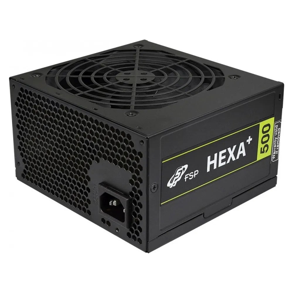 FSP Hexa+ 500W 80 Plus Power Supply, 500W, Non Modular, ATX, 120mm Quiet Fan, OVP/OCP/SCP Protections, Black, 1 Year Warranty
