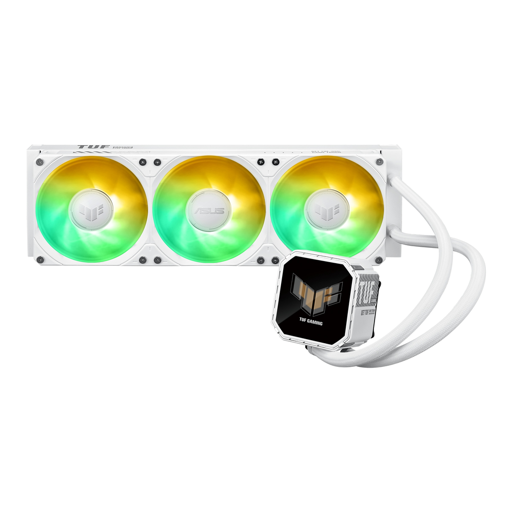 Asus TUF Gaming LC III 360 ARGB Liquid Cooler, Four-Pole Design Pump, 2.8" IPS Display, Supports Intel, AMD Sockets, White, 1 Year Warranty