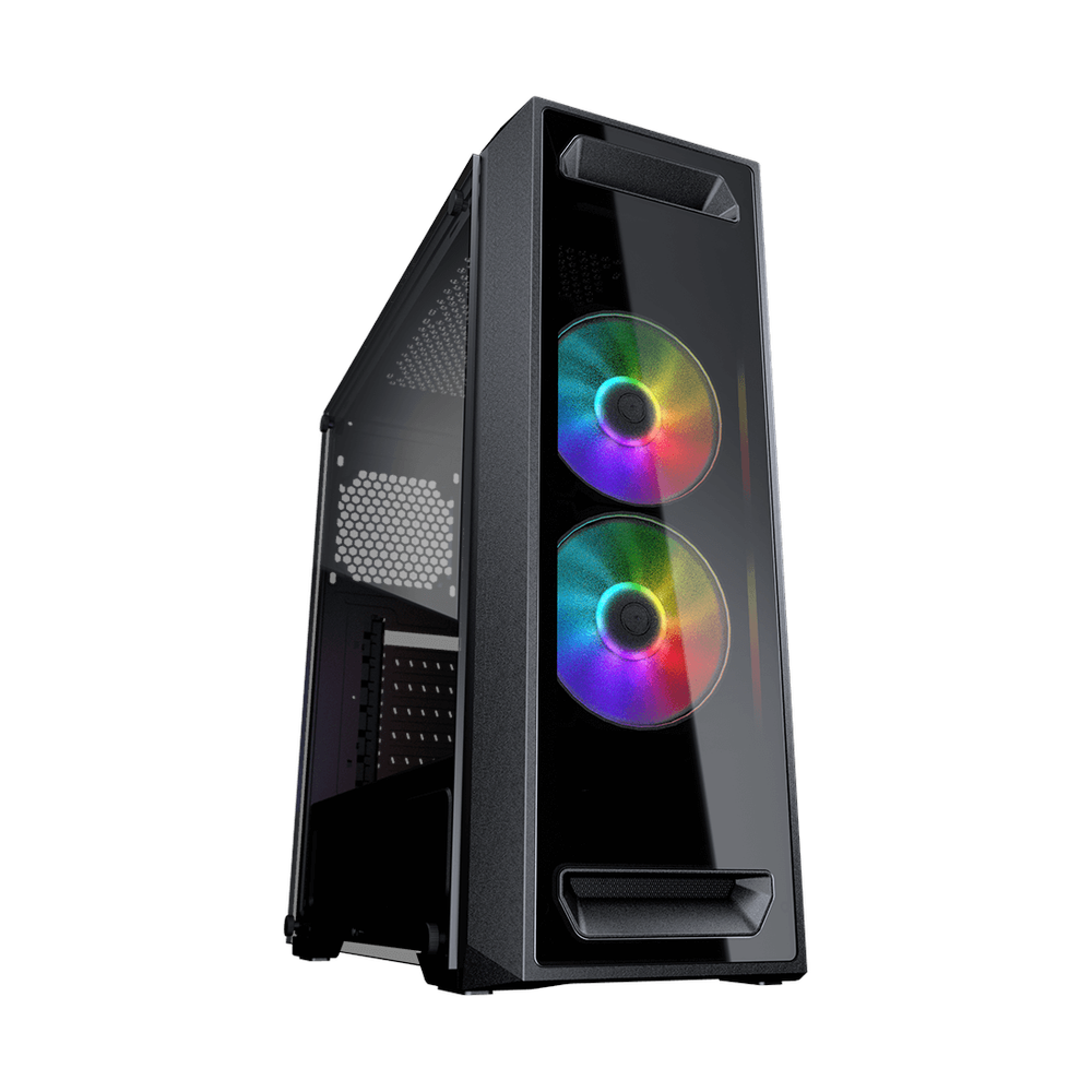 Cougar MX350 R GB ATX PC Case, Tempered Glass Side Panel, 2 x 120mm COUGAR R GB Fans, 350mm GPU Support, USB 3.0, Black, 1 Year Warranty