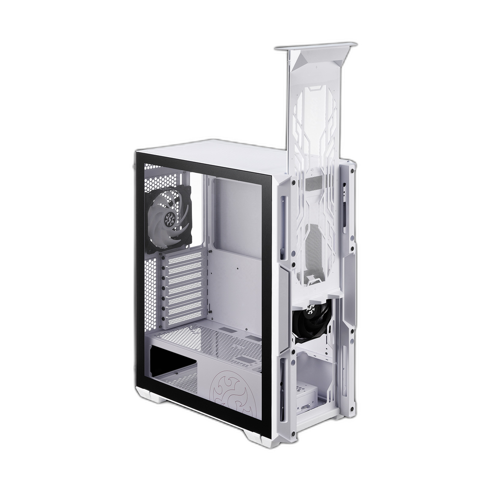 XPG STARKER Mid-Tower ATX PC Case, Tempered Glass Side Panel, 2 x XPG VENTO Fans, 350mm GPU Support, USB 3.0, White, 1 Year Warranty