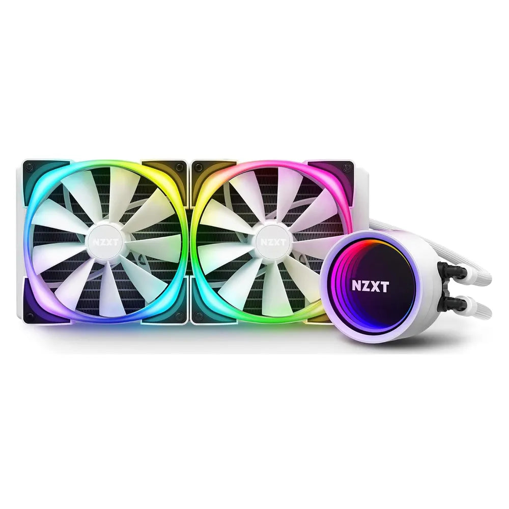 NZXT Kraken X63 RGB AIO Liquid Cooler, 280 mm Radiator, Rotating Infinity Mirror Design, Supports Intel, AMD Sockets, 2 x Aer P 140mm Radiator Fans, White, 1 Year Warranty