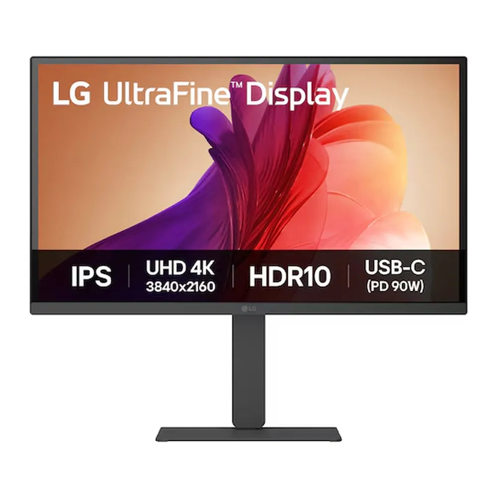 LG UltraFine IPS Monitor, 27" 4K (3840 x 2160) Resolution, 60Hz, Anti-glare, 5ms (GtG) Response Time, HDMI, DP, USB-C, Tilt/Height/Swivel/Pivot Adjustable Stand, Black, 1 Year Warranty