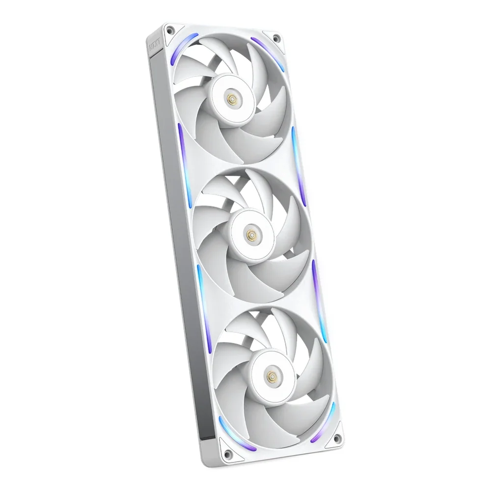 NZXT F360X RGB Core Single-Frame Case Fan, Pack Of 3, 3100 rpm Fan Speed, 104 CFM Airflow, Addressable RGB LED Lighting, White, 1 Year Warranty