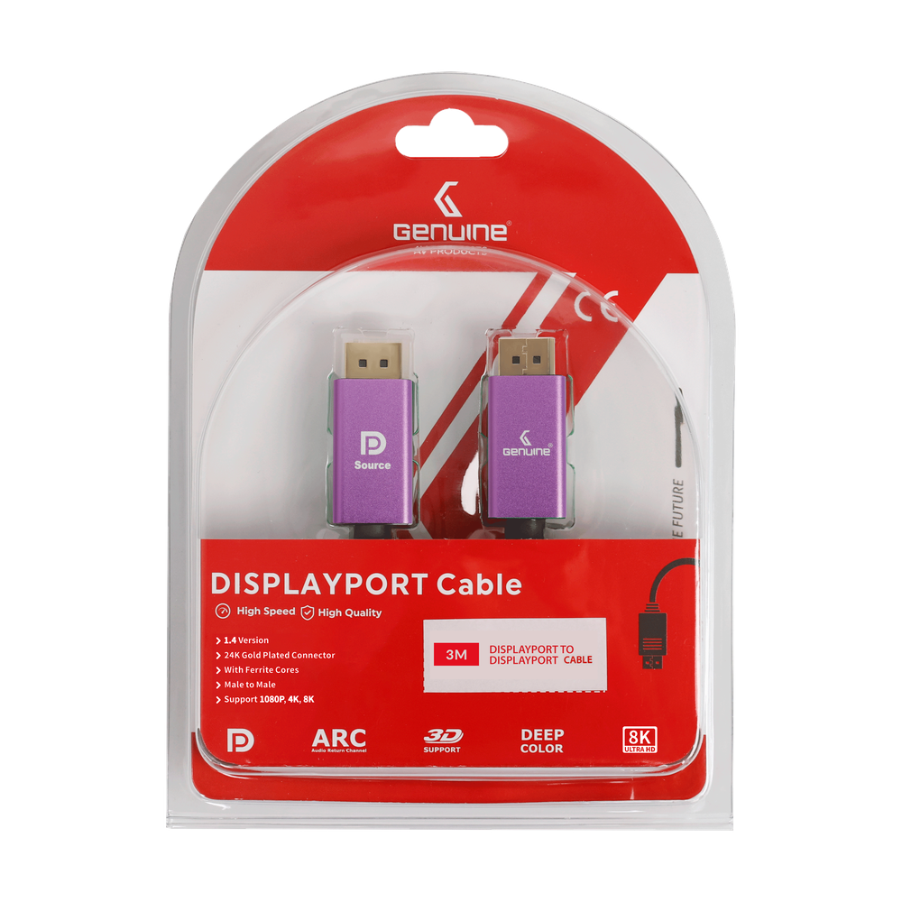 Genuine DP To DP (Display Port) Cable, Version 1.4, Supports 8K, Cable Length 3M, 1 Year Warranty